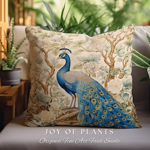 Whimsical Unique Soft Cottagecore Peacock Pillow Decorative Light Academia Peacock Art Woven Throw Pillow Whimsigothic Decor Accent Pillow