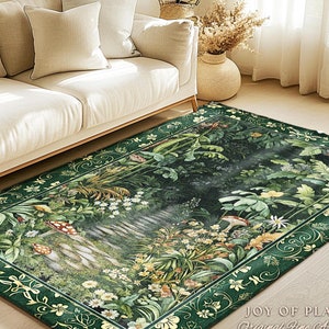 Soft Green Woodland Area Rug for Bedroom | Fairycore Woodland Nature ...
