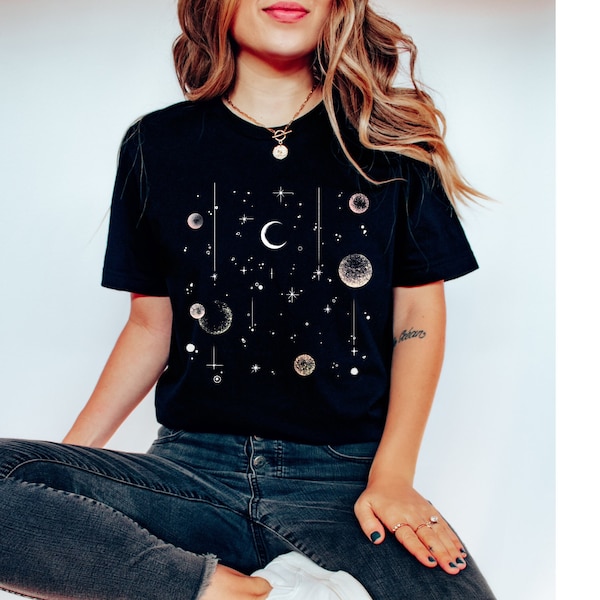 Celestial 90s Custom T-Shirt | Cottagecore Shirt Custom | Fairycore Clothing Golbincore | Sun and Moon Rising | Ensemble of Stars Sweater |