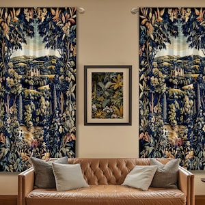 Elegant Rococo Landscape Botanical Curtains | Romantic Victorian Elegance Medieval Gothic Fairytale Floral Drapes Baroque Castle Style Decor