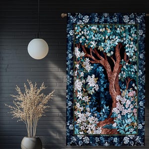 Bohemian Tree Curtain Magical Aesthetic Folklore Forest Ethereal Bedroom | Nature Inspired Woodland Magic Wildflower Drapes Fairycore Decor