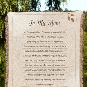 Woven Blanket Letter for Mom from Kids Personalized Handwriting Blanket Custom Gift Sentimental Gift for Her | Letter to Mom Custom Blanket