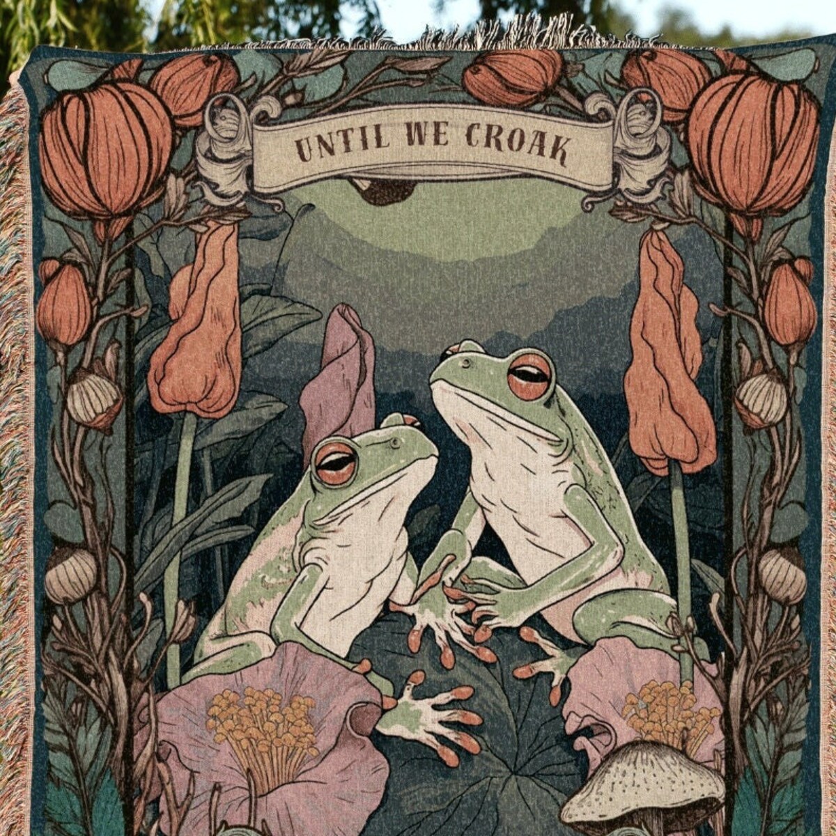 Frog Couple Tapestry | Personalized Anniversary Gift Custom Name Tapestry Woodland Blanket Woven | Cottagecore Wedding Gift for Couple Gift - Etsy