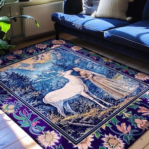 Woodland Renaissance Rustic Rug | Royal Elegance Accent Rug Storybook Fantasy Aesthetic Vintage Princesscore Ethereal Forest Deer Medieval |