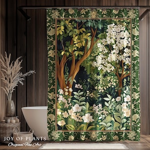 Wildflower Meadow Botanical Shower Curtain Fairy Inspired Bathroom | Cottagecore Folklore Decor Ethereal Aesthetic Bohemian Fairycore Style
