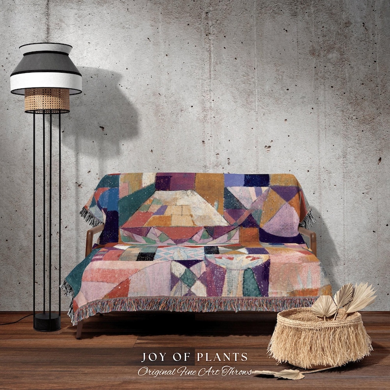 Colorful Blanket Abstract Wall Art | Modern Art Throw Blanket | Brutalist Decor Boho Woven Tapestry | Bauhaus Wall Art | Modern Art Gifts | image 1