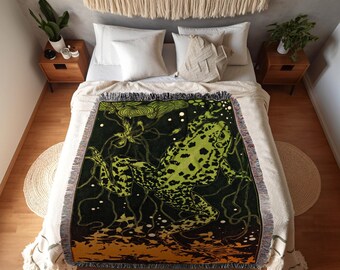 Vintage Aesthetic Frog Blanket | Toad Tapestry Woven | Art Blanket Woven | Frog Aesthetic Tapestry Decor | Frog and Toad Woven Tapestry |