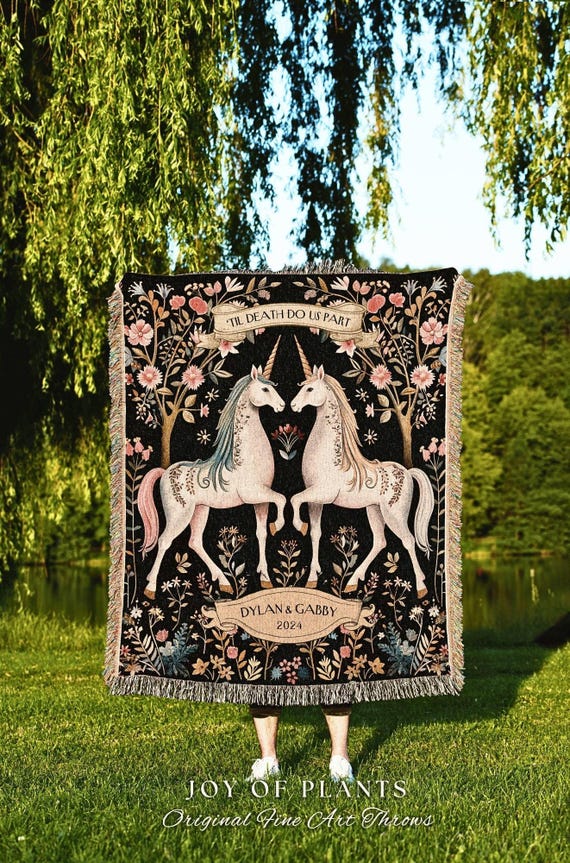 Ethereal Unicorn Couple Personalized Blanket Fairytale Aesthetic