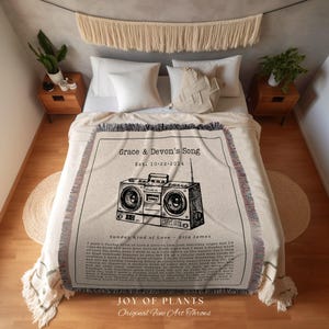 Song Lyric Tapestry Blanket | Couples Gift Custom Best Friend Blanket Our Song Tapestry Woven Blanket Our Song First Dance Wedding Gift | image 3