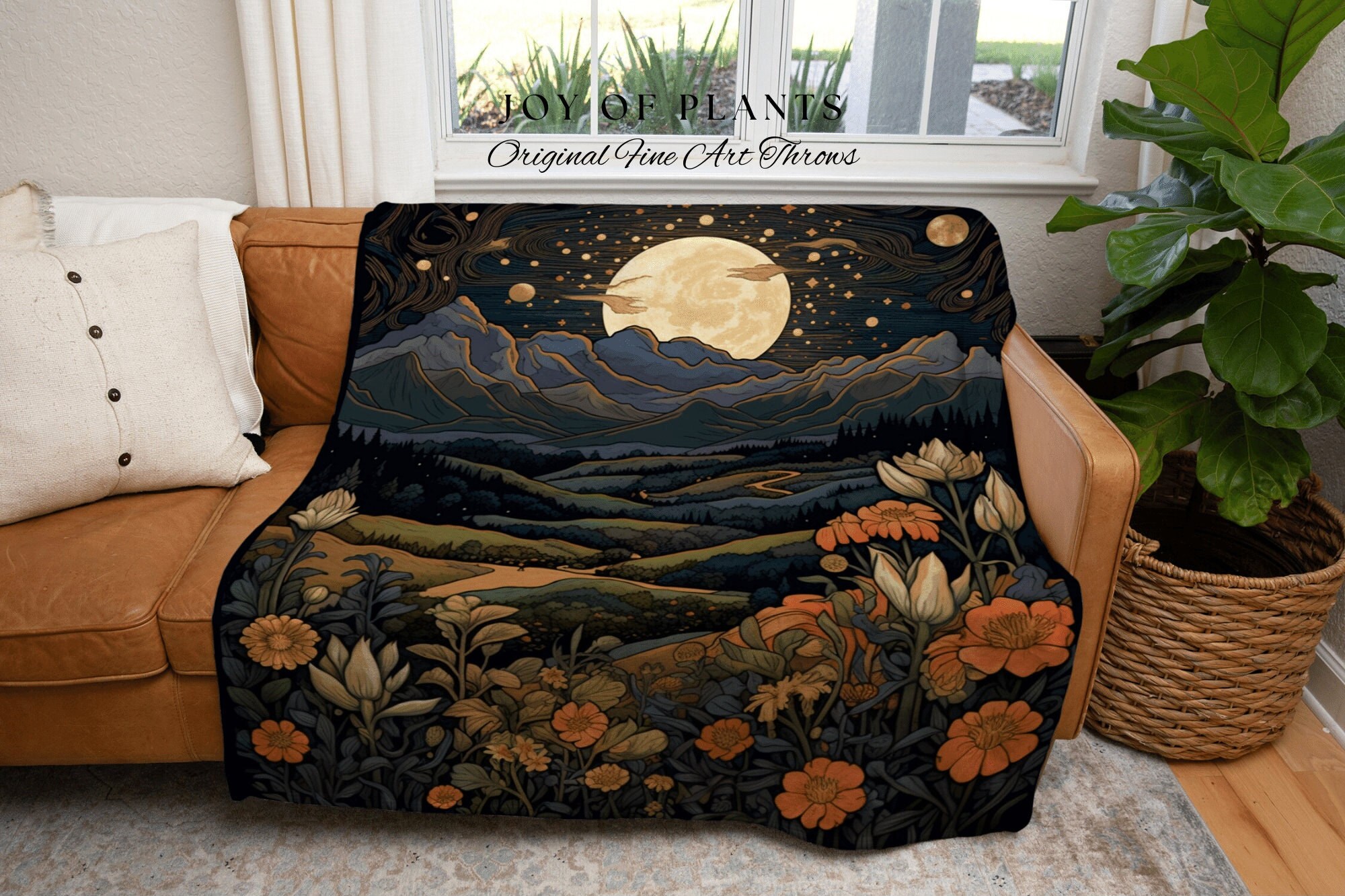 Moonlit landscape tapestry hotsell