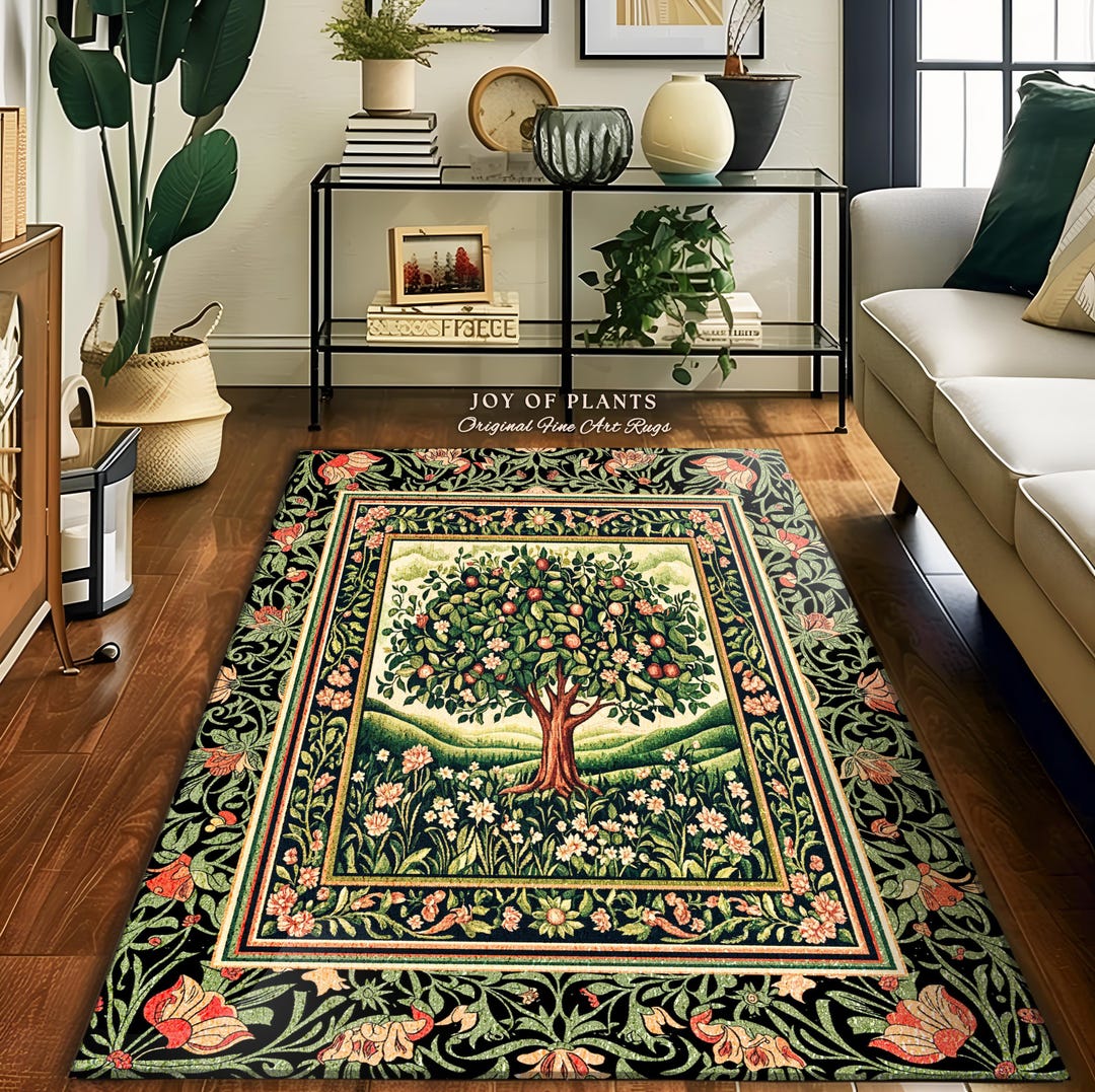 Enchanted Cottagecore Tree Accent Rug | Romantic Pattern Whimsical ...