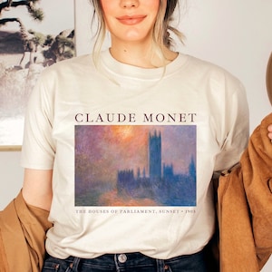 The Houses of Parliament Monet Painting |Vintage Light Academia T-Shirt | Monet Sweatshirt | Art History T Shirts | 90s Aesthetic Crewneck |