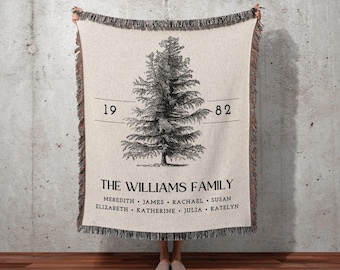 Family Name Tapestry Blanket | Family Tree Personalized Family Tapestry Meaningful | Thoughtful Gift for Grandma Sentimental Gift for Family