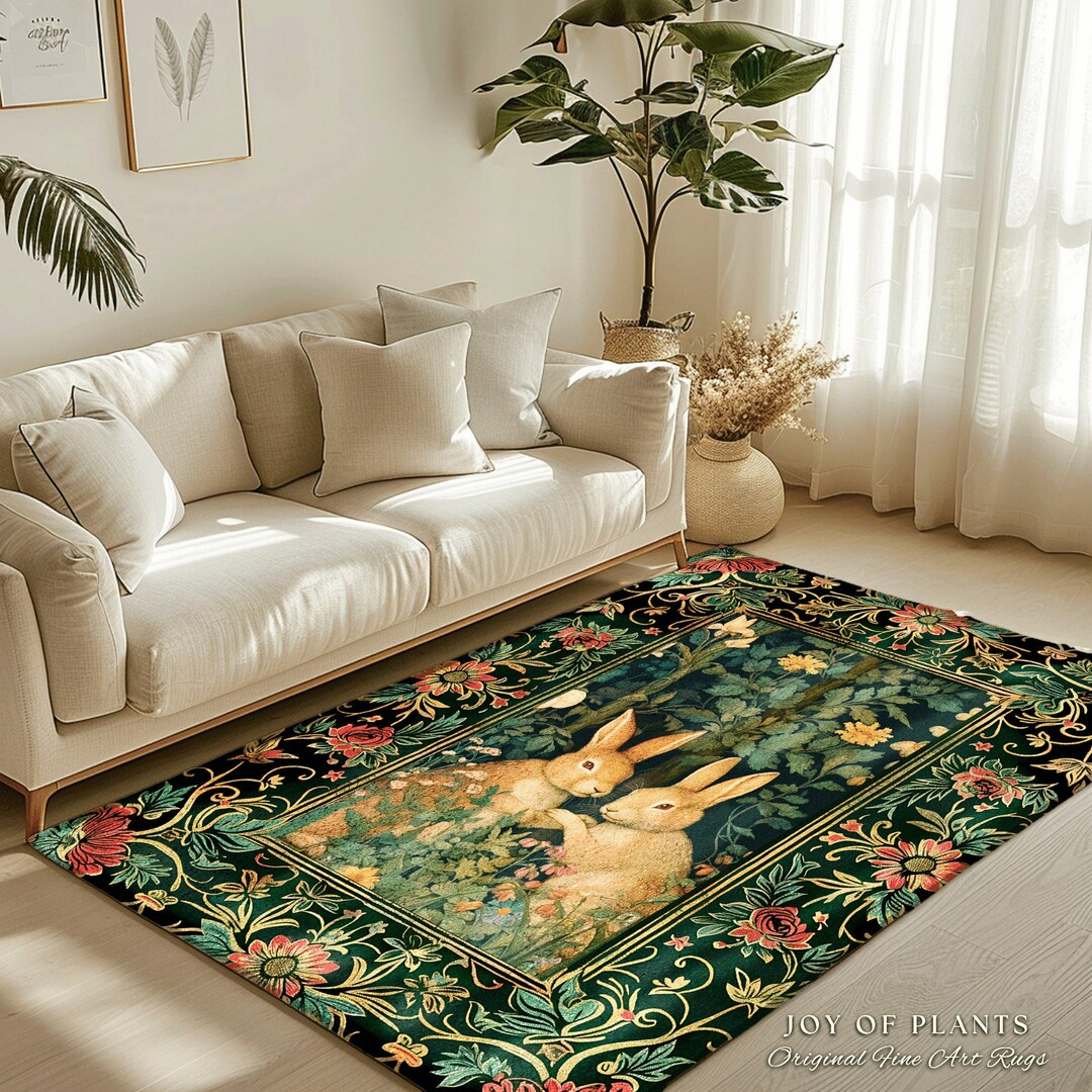 Fairycore Rabbit Decor Rug Botanical Bedroom Decor William Morris ...