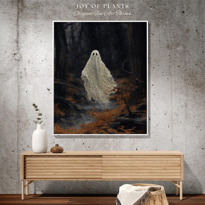 Dark Academia Room Decor Ghost Blanket Woven Throw | Macabre Wall Art Occult Decor Spooky Ghost Tapestry Gothic Gift Dark Cottagecore Decor image 3