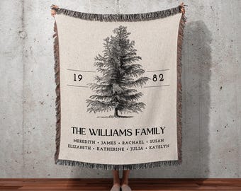 Family Name Tapestry Blanket | Family Tree Personalized Family Tapestry Meaningful | Thoughtful Gift for Grandma Sentimental Gift for Family