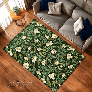 Victorian Gothic Floral Forest Green Rug Dark Botanical Art Nouveau ...