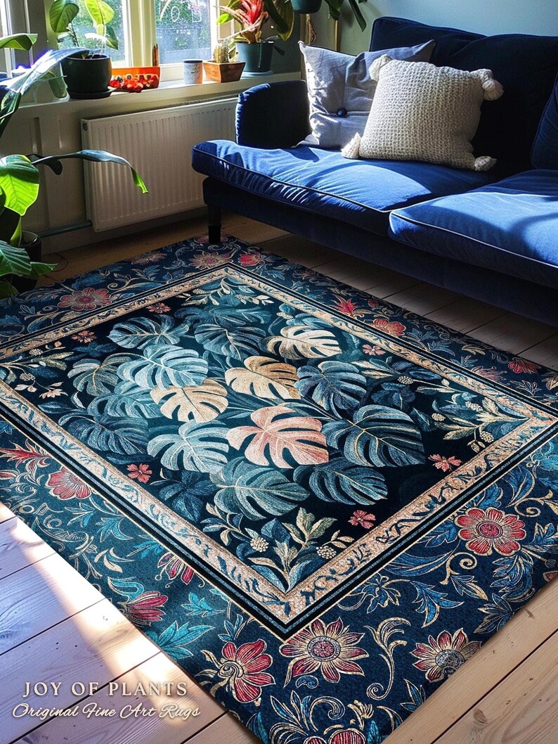 Maximilast Rug Bohemian Aesthetic Maximalist Rug | Dark Botanical Elegant Statement ...