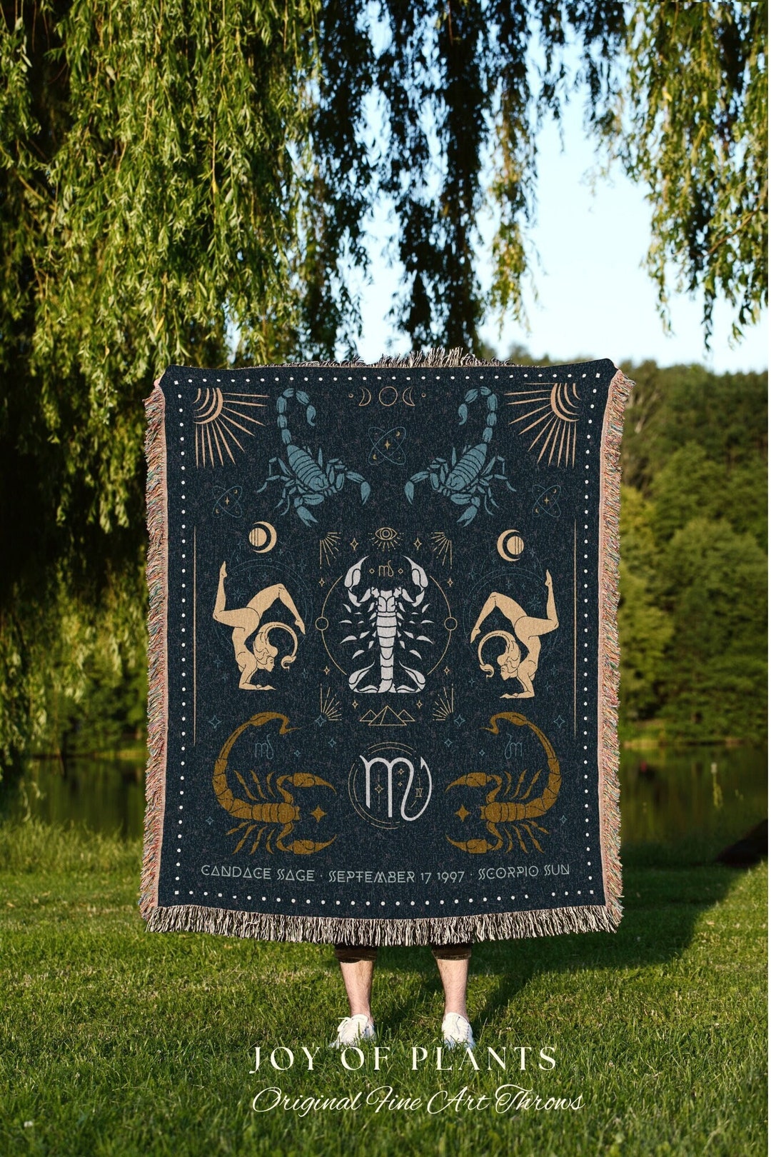 Scorpio Star Sign Blanket Woven Blanket Custom Astrology Decor Tapestry
