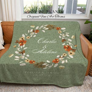 Sage Green Anniversary Blanket | Personalized Last Name Gift Blanket Wedding Monogram Couple Keepsake Blanket Anniversary Mr and Mrs Gift |