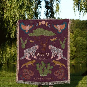 Personalized Anniversary Blanket Woven Tapestry | Custom Wedding Anniversary Gift for Couples | Custom Tapestry Woven Blanket Gift for Her |