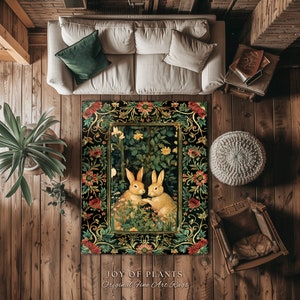 Fairycore Rabbit Decor Rug Botanical Bedroom Decor William Morris ...