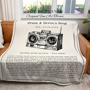 Song Lyric Tapestry Blanket | Couples Gift Custom Best Friend Blanket Our Song Tapestry Woven Blanket Our Song First Dance Wedding Gift | image 6