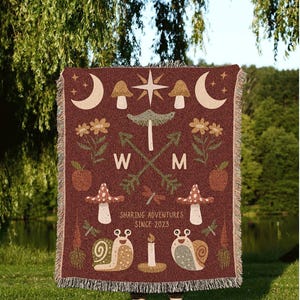 Cottagecore Wedding Blanket Custom Anniversary Gift | Customized Anniversary Gift for Couples | Custom Anniversary Tapestry Woven Blanket |