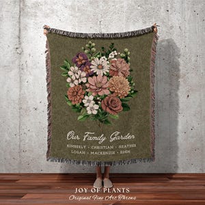 Grandmas Garden Custom Birth Flower Blanket Personalized Family Names Gift Mimi'S Garden Birth Month Flower Custom Bouquet Blanket Woven imagen 1
