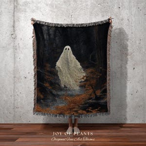 Dark Academia Room Decor Ghost Blanket Woven Throw | Macabre Wall Art Occult Decor Spooky Ghost Tapestry Gothic Gift Dark Cottagecore Decor image 7