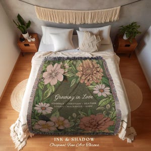 Mimi&#39;s Garden Birth Flower Blanket | Gift from Grandkids Custom Family Flower Blanket Personalized Custom Flower Throw Blanket Gift for Mom