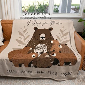 Personalized Mama Bear Blanket | Custom Family Gift for Mom with Grandchildren Names Sentimental Parent Tapestry Woven Throw Boho image 9