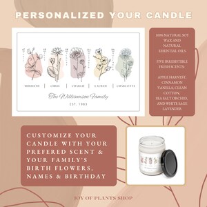 Custom Birth Month Flower Candle Gifts Family Garden Candle Soy Wax Candle Sentimental Gift Dad Sentimental Mom Gift Custom Candle image 2