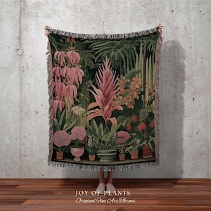Botanical Tapestry Blanket Woven | Nature Blanket Tapestry Botanical Fairy Grunge Room Decor Fairycore Floral Cottagecore Blanket Botanical
