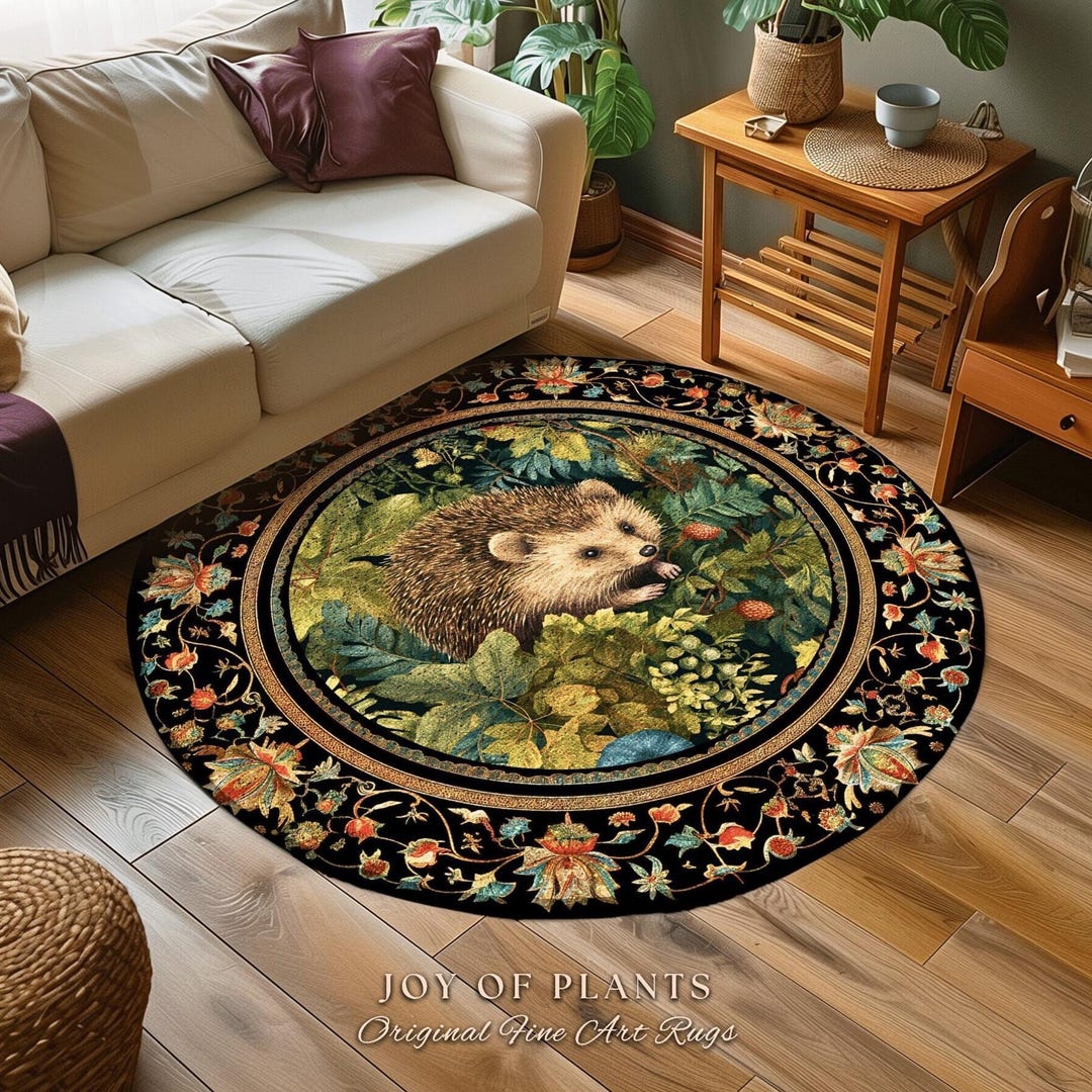 Hedgehog Rug Hedgehog Botanical Rug | Woodland Bedroom Decor William Morris Inspired ...