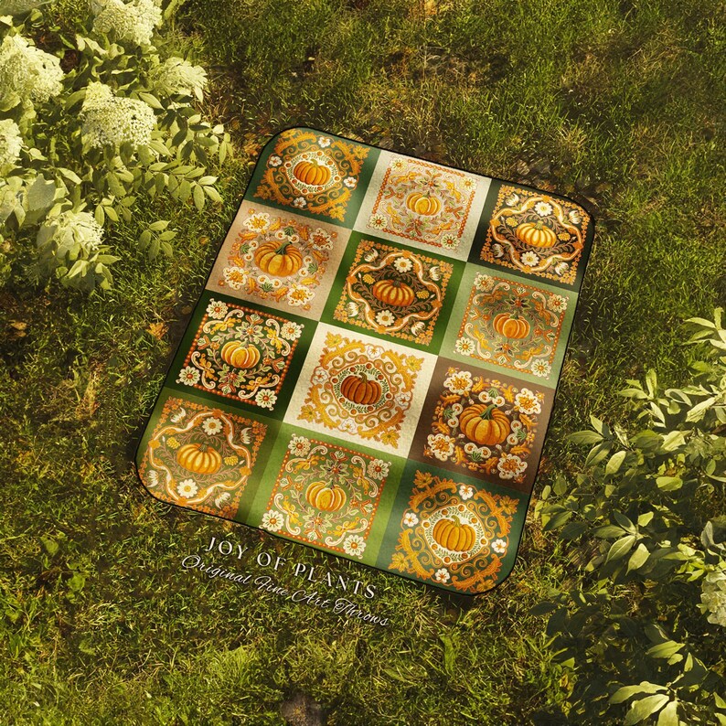Retro Fall Pumpkin Blanket Woven Cozy | Autumn Colors Home Decor Whimsical Halloween Throw Blanket Book Nook Room Decor Fall Vibes Cute | image 10