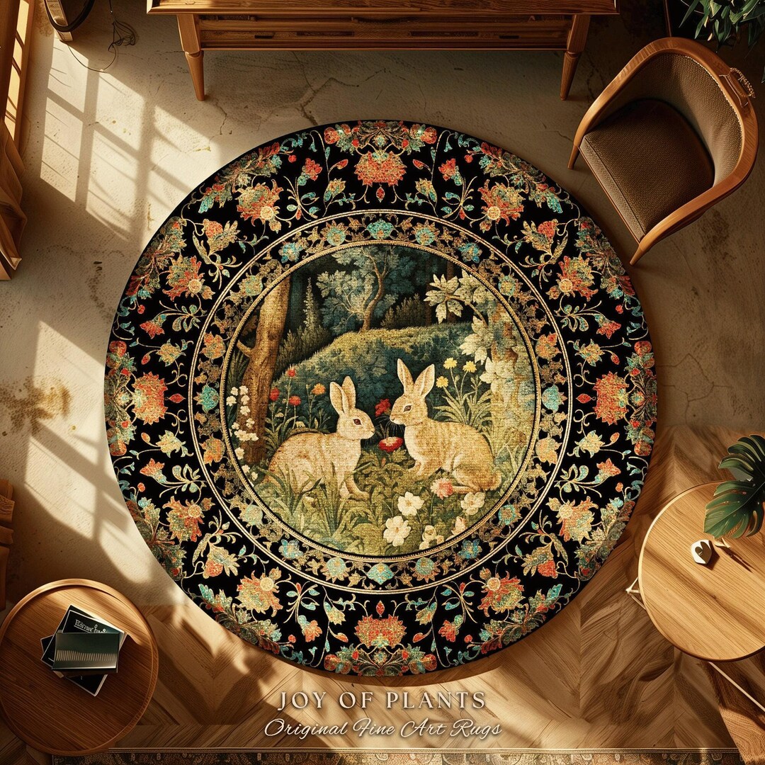 Soft Aesthetic Floral Rabbit Rug | Botanical Bedroom Decor William ...