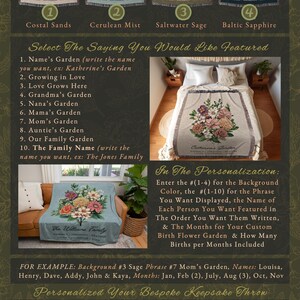 Grandmas Garden Custom Birth Flower Blanket Personalized Family Names Gift Mimi'S Garden Birth Month Flower Custom Bouquet Blanket Woven imagen 2