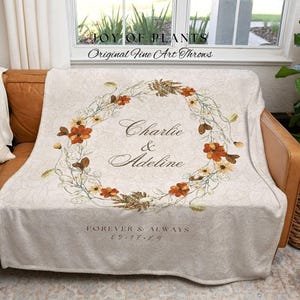 Minimalist Wedding Blanket | Personalized Last Name Gift Blanket Boho Wedding Monogram Couple Keepsake Blanket Anniversary His and Hers Gift