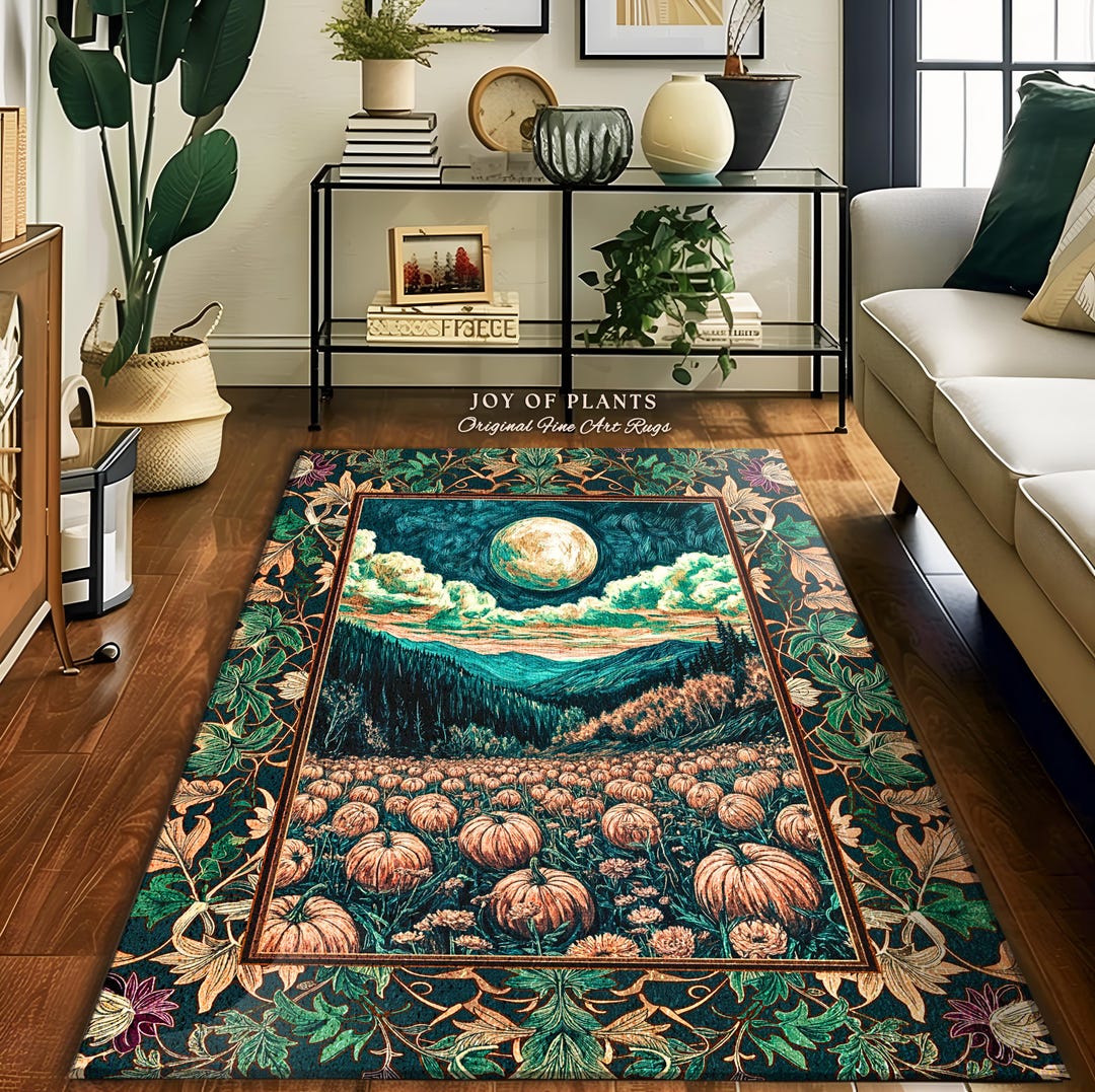 Elegant Harvest Moon Cozy Area Rug | Spooky Season Aesthetic Gothic ...