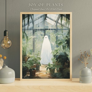 Ghost in Greenhouse Gardening Ghost Gift for Gardener Plant Lover Gifts Art Prints Art Poster Prints Paintings Fine Art Prints Spooky Cute