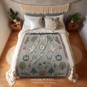 Outdoorsy Couples Blanket Custom Anniversary Gift Cottagecore Wedding Initials Blanket Personalized Couples Gift Blanket Custom Tapestry | image 3