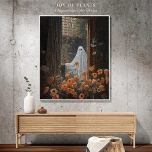 Among The Poppy Flowers Ghost Blanket | Woven Tapestry Blanket Macabre Wall Art Ghost Decor Spooky Tapestry Gift for Halloween Dark Floral | image 2