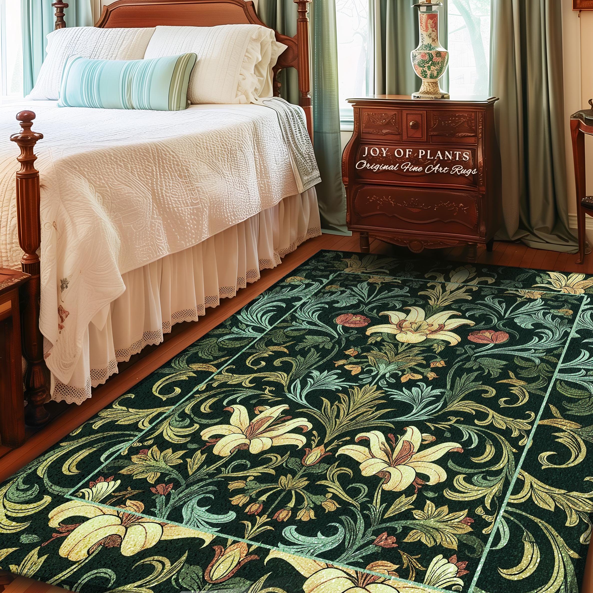 Vintage Green Botanical Art Nouveau Rug William Morris Style Victorian  Floral Design | Dark Academia Woodland Aesthetic Gothic Cottagecore - Etsy  Israel