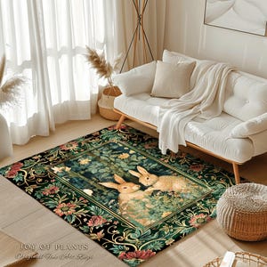 Fairycore Rabbit Decor Rug | Botanical Bedroom Decor William Morris ...