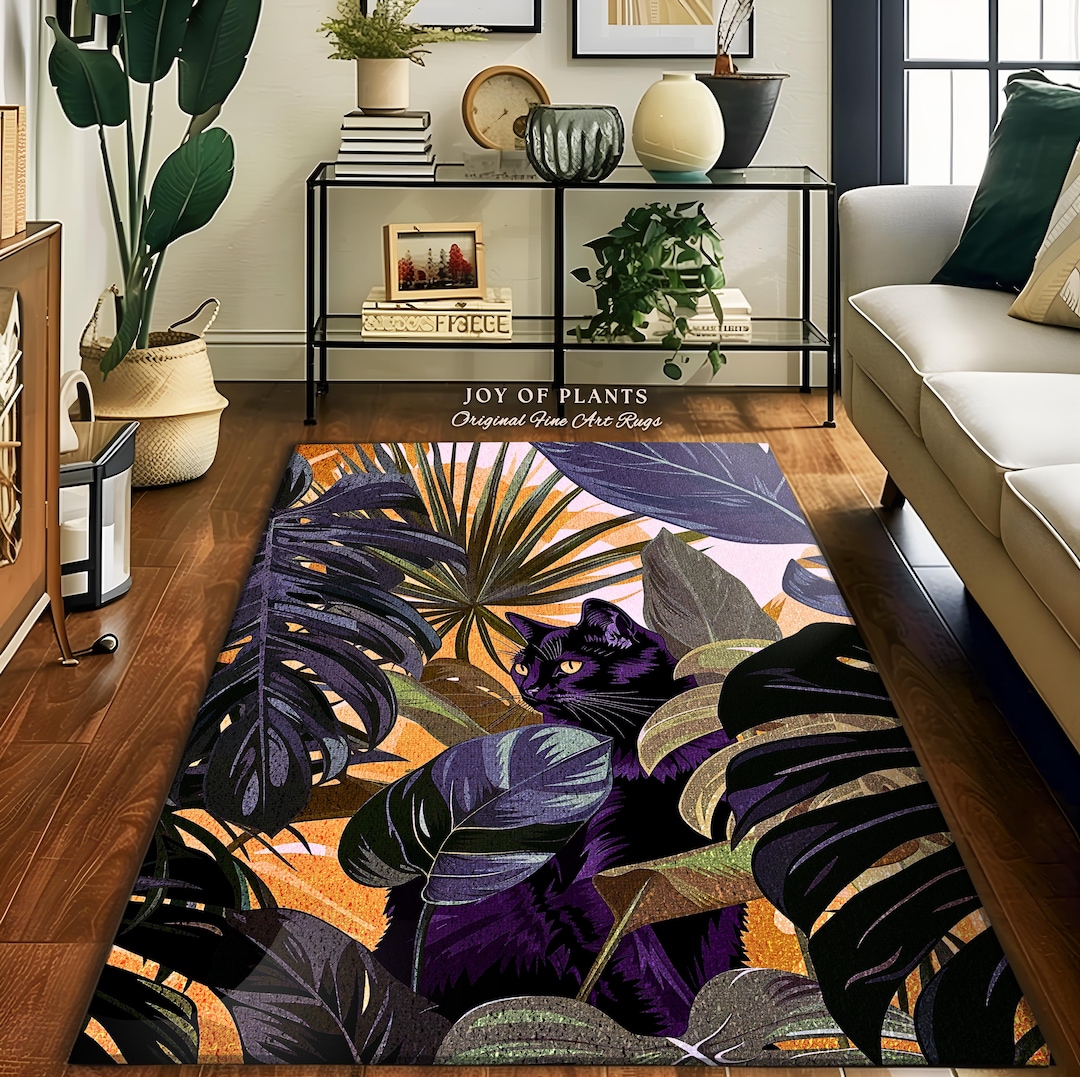 Tropical Leaves Botanical Jungle Rug | Forest Aesthetic Dark Academia ...