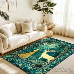 Mystic Animal Guardian Area Rug | Fairy Forest Ethereal Woods Folklore ...