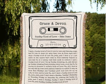 Our Song Custom Lyric Blanket Couples Tapestry Woven | Meaningful Anniversary Gift Personalized | Couples Blanket Custom Wedding Song Lyrics