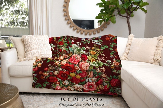 Gothic Floral Print Throw Blanket - Custom Woven Blankets