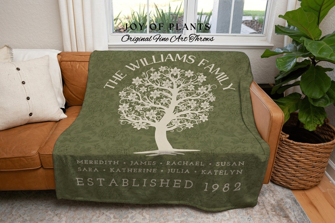 Custom Family Tree Blanket Family Tree Gift Personalized Family Tapestry Meaningful Gift for Mom